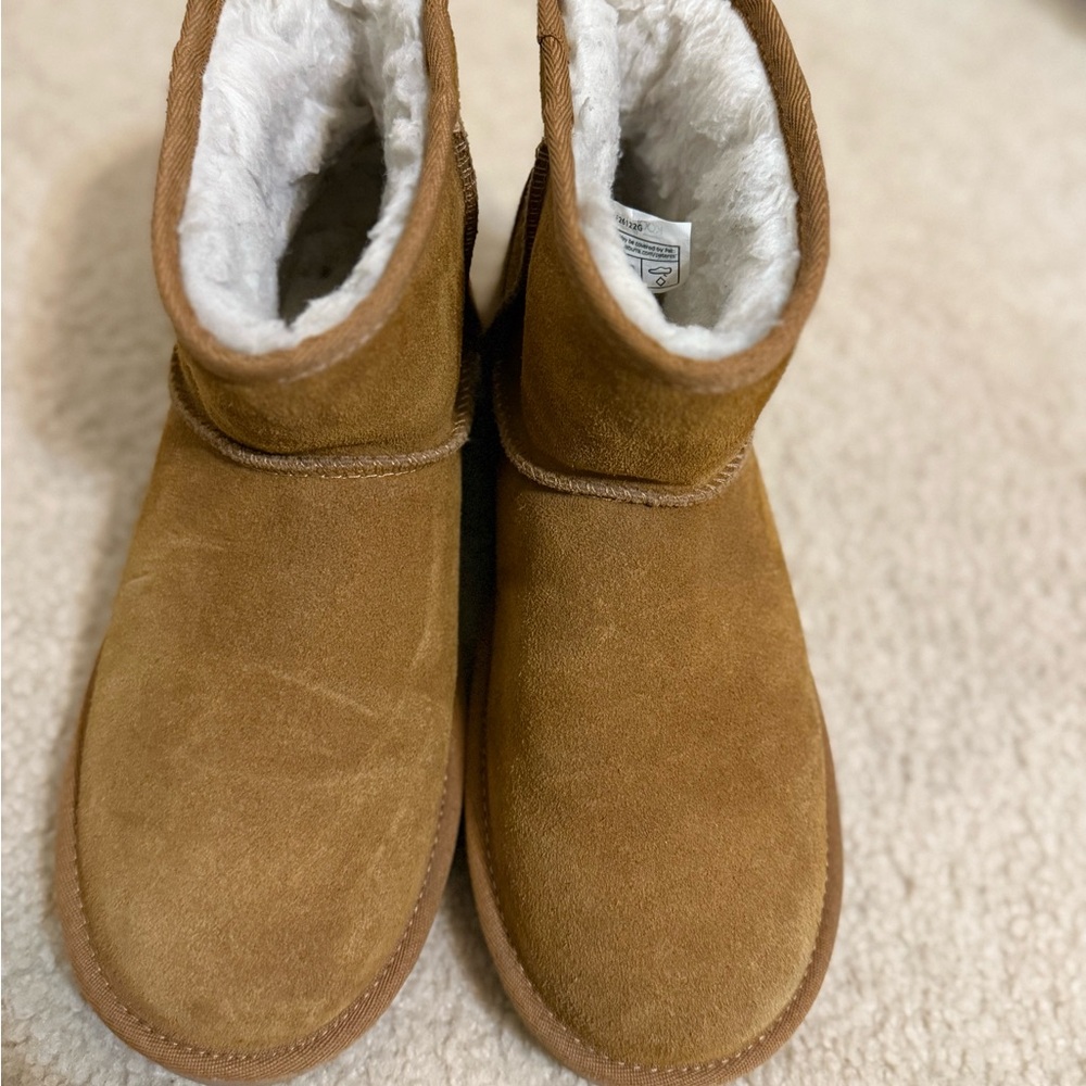 Brown Suede Shearling Boots